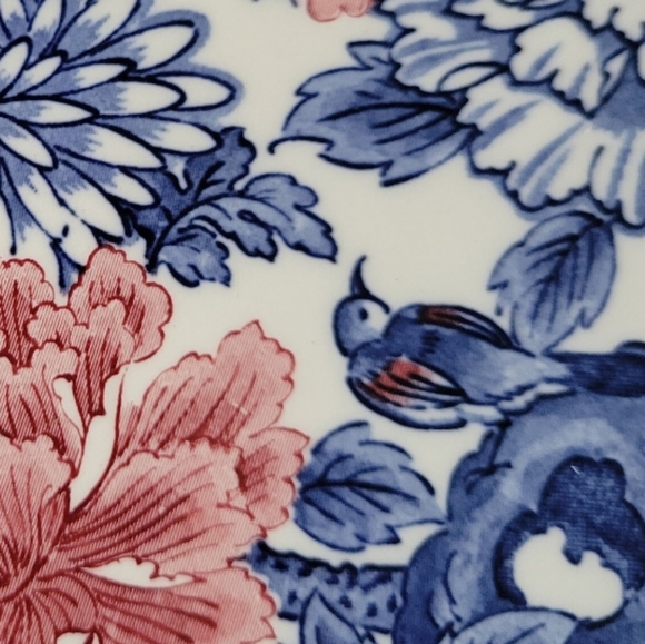 Vintage Japanese Imari Blue Pink & White Chrysanthemums Charger Fine Porcelain - Picture 12 of 12